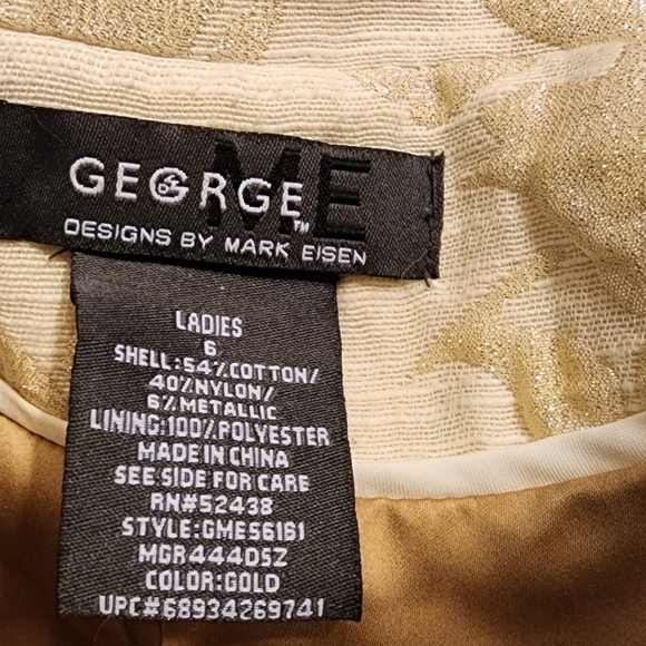 Blazer, George ME Designs by Mark Eisen cream with gold flower design - Picture 6 of 6